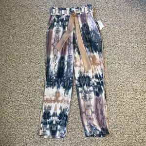 NWT Wanderlux Drip Tie Dye Wide Leg Pants Size S Purple Blue Beach Hippie Boho